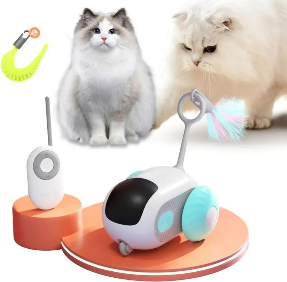 Smart Interactive Chase Car Toy for Cats Remote Control Electric Indoor Mobile Rolling Car Toy Eco-Friendly